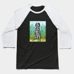 Dog portrait of black Labrador Retriever watercolor painting Baseball T-Shirt